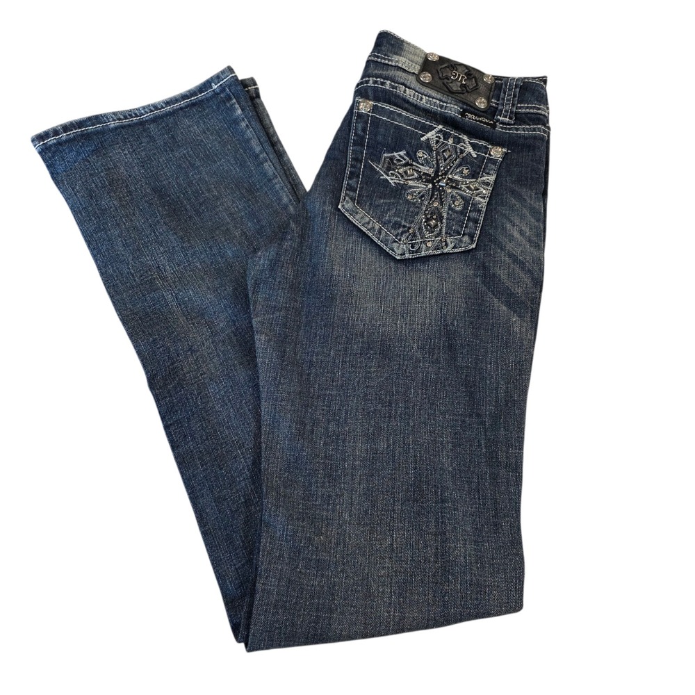 Miss Me Blue Bootcut Jeans. Long